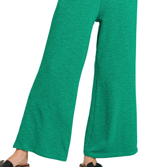Zenana Cotton Slub Wide Leg Pants - Picture 1 of 3